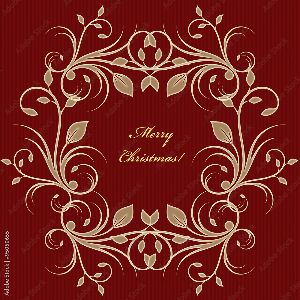 Christmas greeting card background with flourish pattern on red Christmas greeting card background with flourish pattern on red