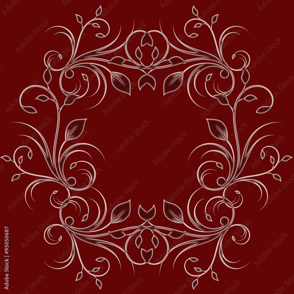 Holiday background with flourish design on red, greeting card Holiday background with flourish design on red, greeting card