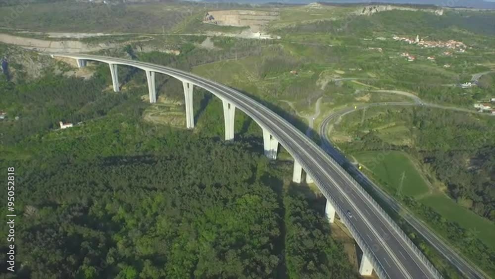 AERIAL: Flying high above huge viaduct highway AERIAL: Flying high above huge viaduct highway