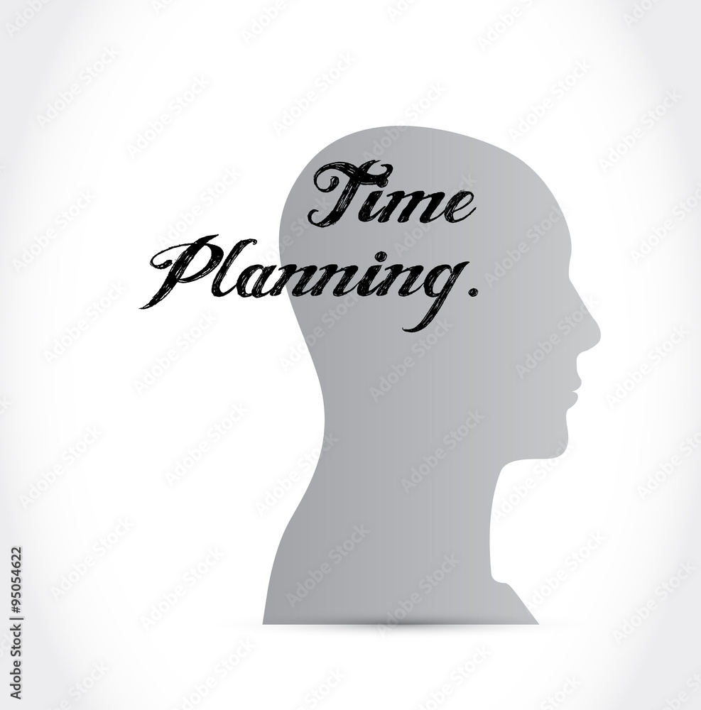 time planning head sign concept time planning head sign concept