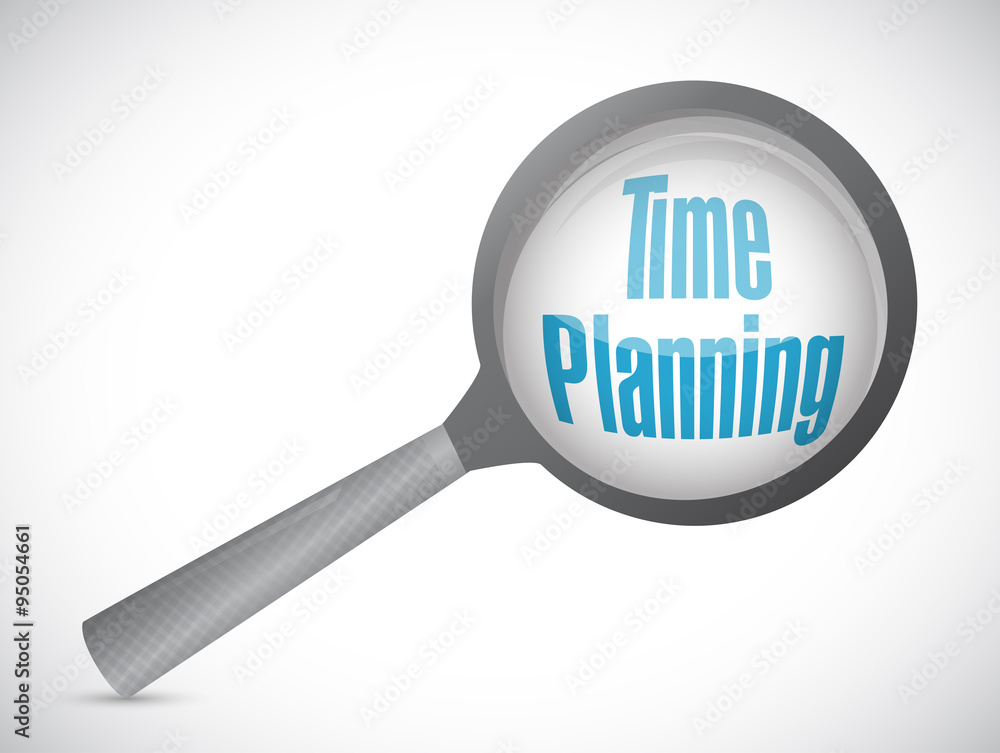 time planning magnify review sign concept time planning magnify review sign concept