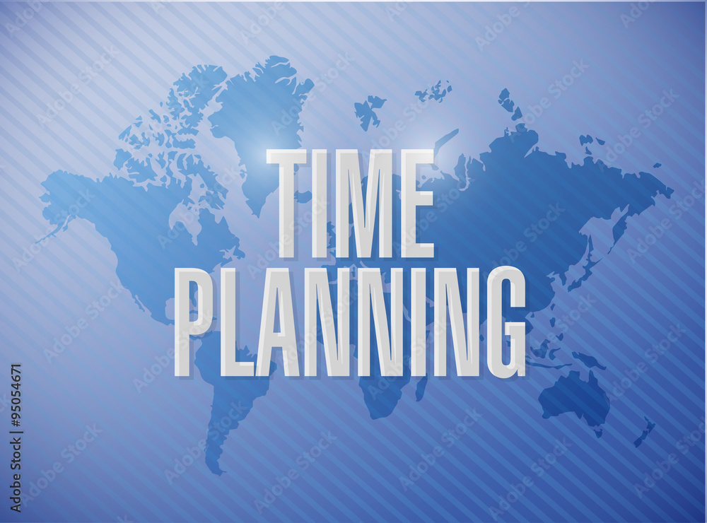 time planning world map sign concept