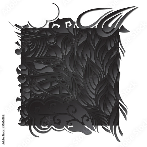 Tracery calming black isolated shape. Mehendi design. Neat even harmonious doodle texture. Ambitious bracing usable handmade, discreet curved doodling mehndi. Indifferent faded motif. Vector.