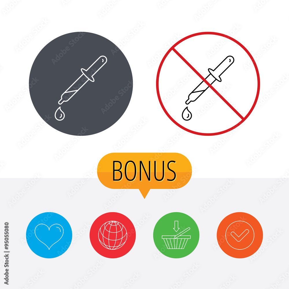 Pipette icon. Laboratory analysis sign. Pipette icon. Laboratory analysis sign.