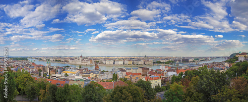 Panorama of Budapest from the castle of Buda, Hungary