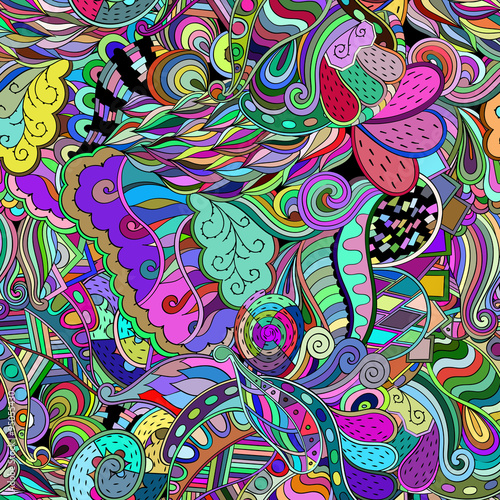 Tracery loops, doodle wind pattern. Mehendi paisley, stem, spiral, wave. Bud mehndi design. Handmade texture, curved doodling design. Good for site background, textile, printing. Vector.