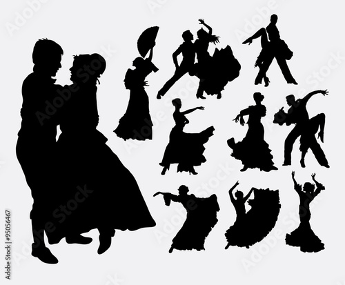 Traditional dance, male, female, and couple action silhouette. Good use for symbol, logo, web icon, game elements, mascot, or any design you want. Easy to use.