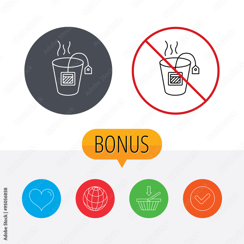 Tea bag icon. Natural hot drink sign. Tea bag icon. Natural hot drink sign.
