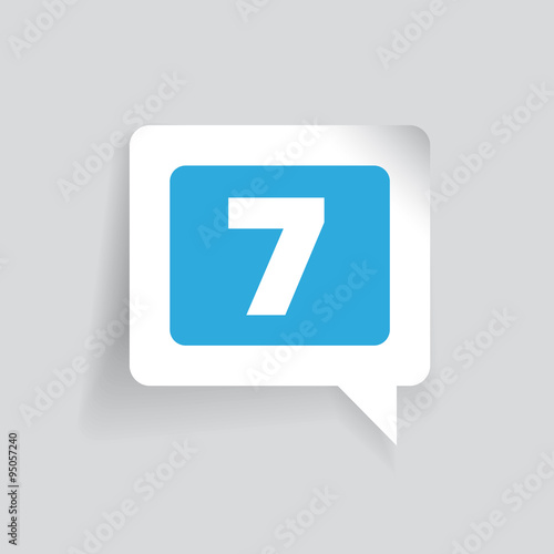 Number seven label vector blue