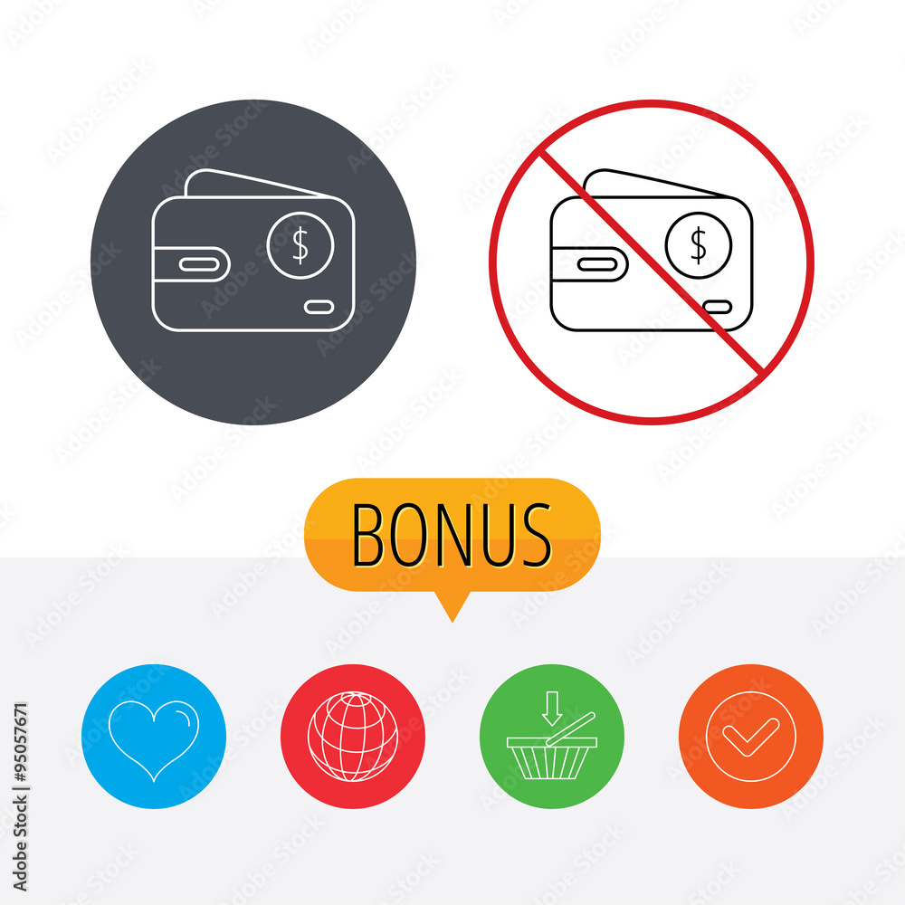 Dollar wallet icon. USD cash money bag sign. Dollar wallet icon. USD cash money bag sign.