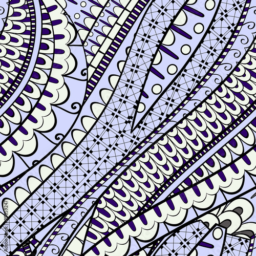 Tracery calming pattern. Mehendi design. Neat even colorful harmonious doodle texture. Silt algae, sea motif, tentacles. Ambitious, bracing, usable curved doodling mehndi. Vector.