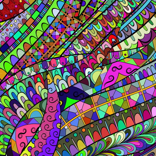 Tracery calming pattern. Mehendi design. Neat even colorful harmonious doodle texture. Silt algae, sea motif, tentacles. Ambitious, bracing, usable curved doodling mehndi. Vector.