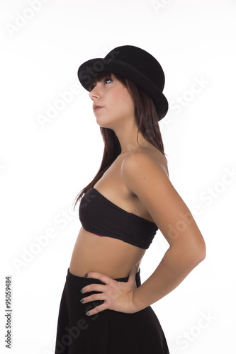 Girl in black with hat photo