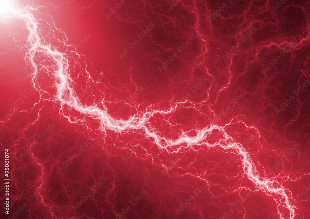 Naklejka premium Red lightning - abstract electrical background