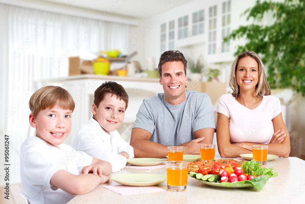 Happy family in a new house.