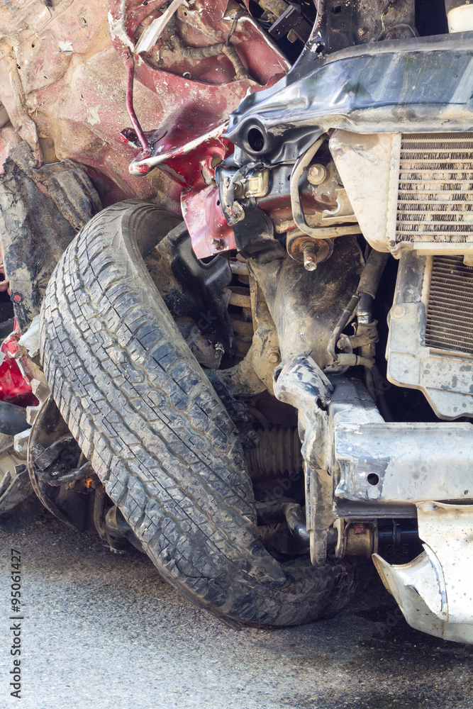 Fototapeta premium Wheeled blast crumpled steel.