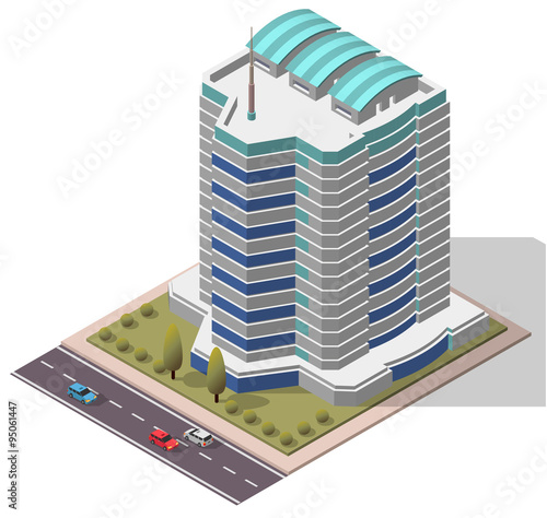 Vector Isometric Office Workplace Building