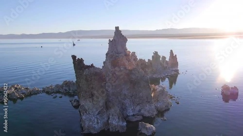 AERIAL: Flying around amazing tufa formation in Mono Lake