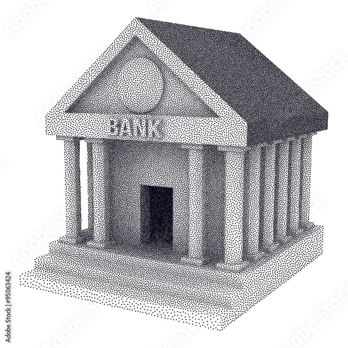 Dotwork Halftone Vector Bank Building