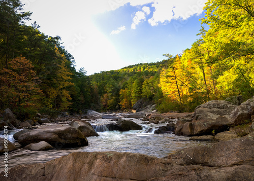 A bright and sunny day at designated wild and scenic river in western North Carolina called Wilson Creek. 