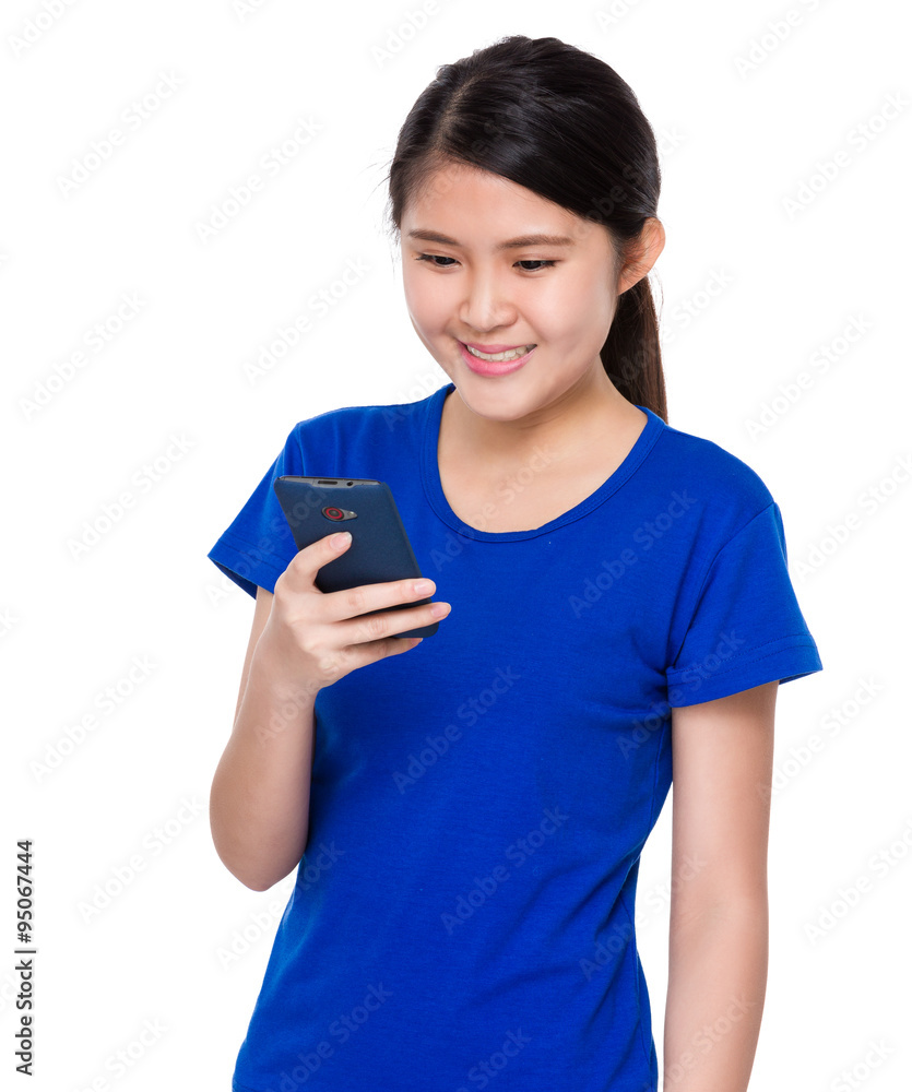 Woman play the game on mobile phone Woman play the game on mobile phone