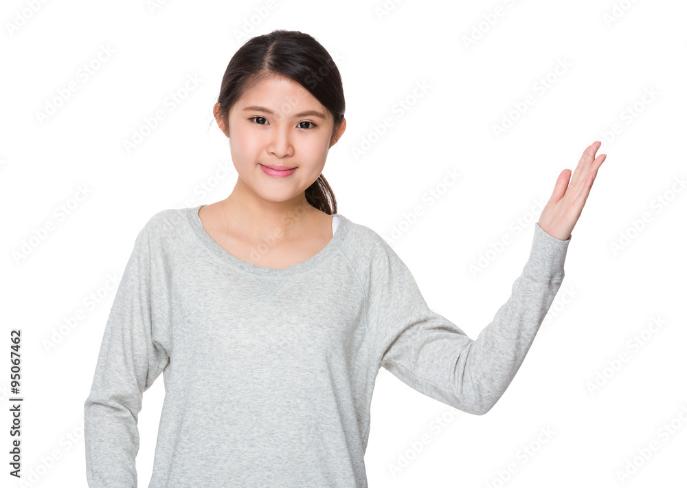 Young woman with open hand palm Young woman with open hand palm