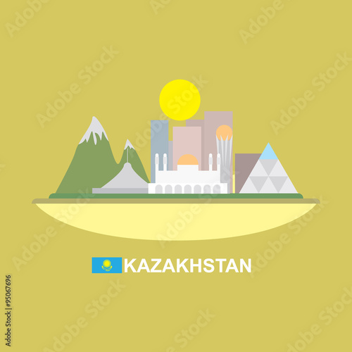 Kazakhstan infographic with famous buildings