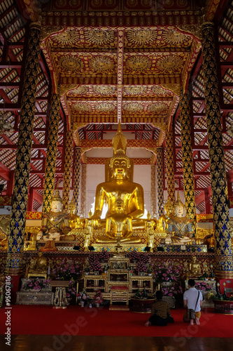 golden buddha statue in wat suan dok temple, chiang mai