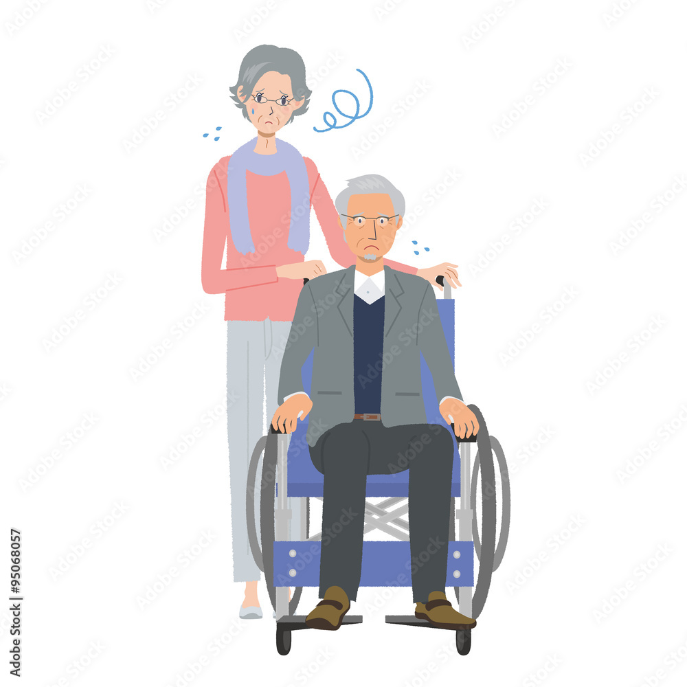 高齢者 車いす イラスト 困る Stock Vector Adobe Stock
