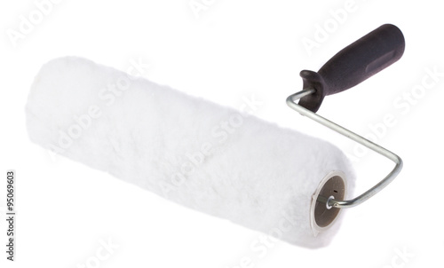 unused paint roller on a white background