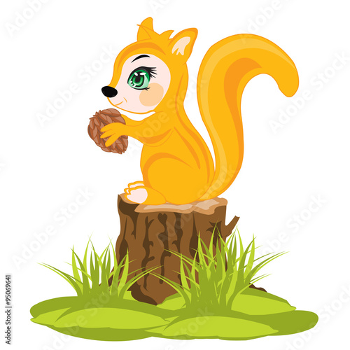 Squirrel sits on hemp