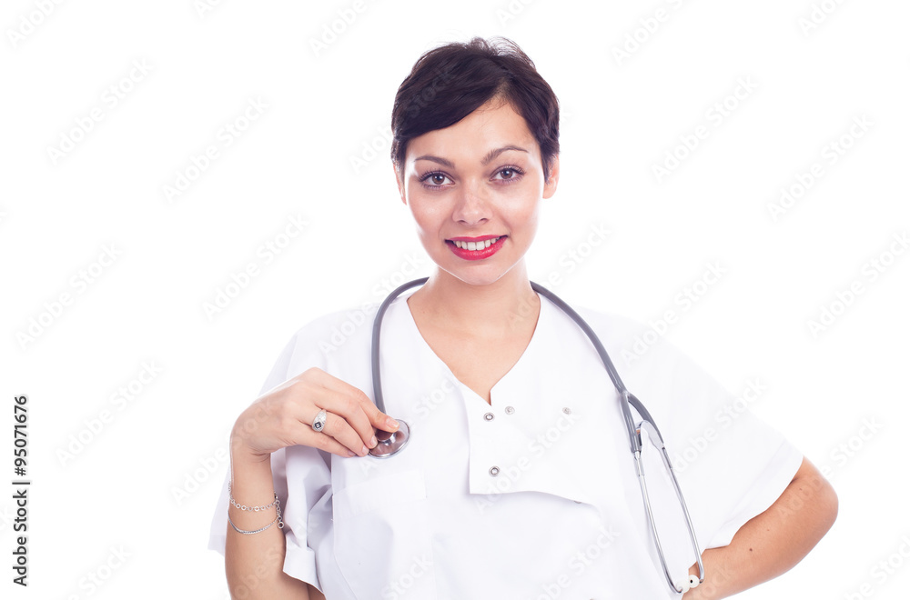 Portrait of beautiful laughing female doctor Portrait of beautiful laughing female doctor
