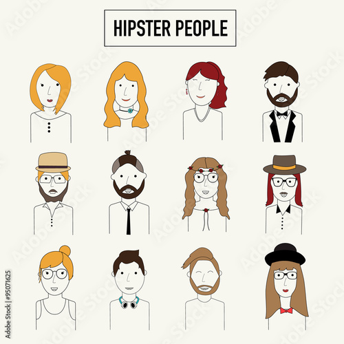 Doodles hipster people vector illustration EPS10.