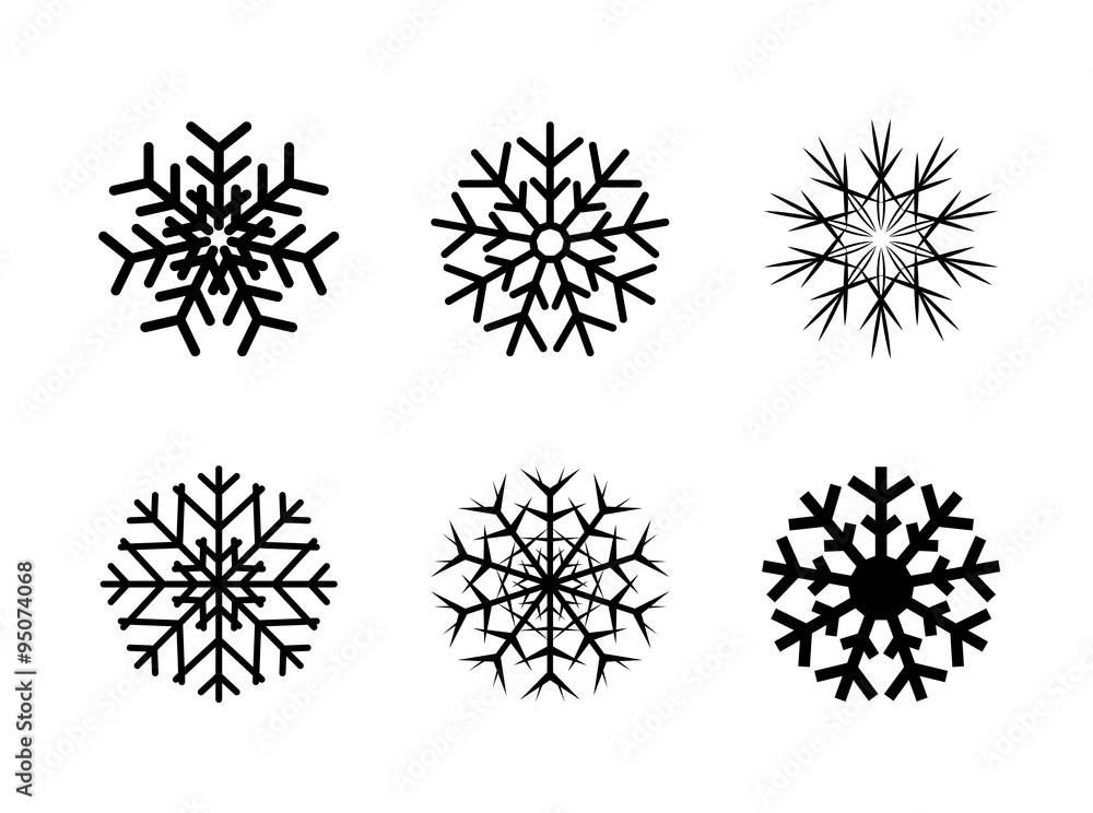Isolated decorative vector snowflakes winter christmas set. Isolated decorative vector snowflakes winter christmas set.