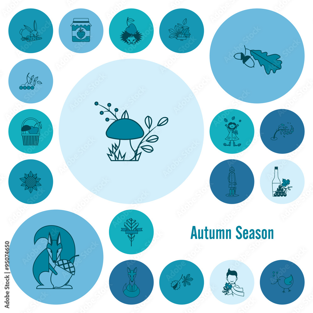 Set of Flat Autumn Icons Set of Flat Autumn Icons