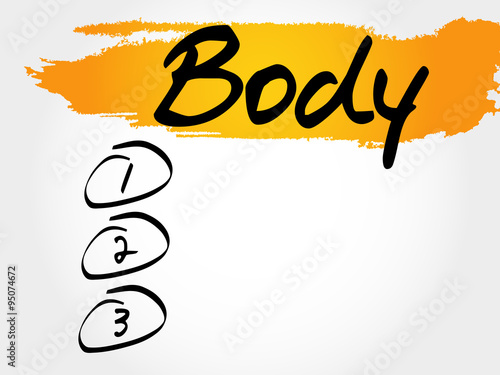 BODY blank list, fitness, sport, health concept