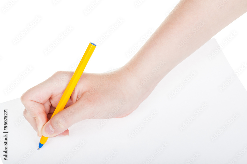 hand writes by pen on sheet of paper isolated hand writes by pen on sheet of paper isolated