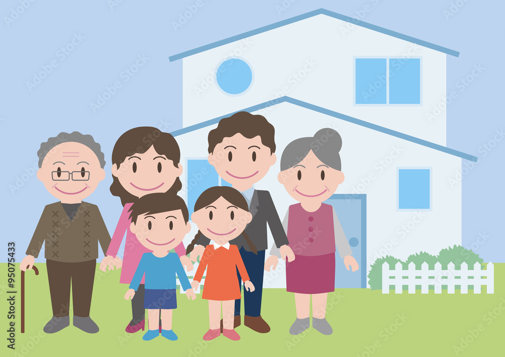 three generation family, vector illustration