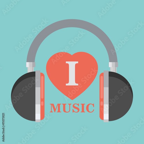 I love music. Flat vector