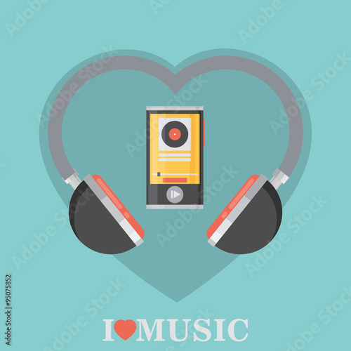 I love music. Flat vector