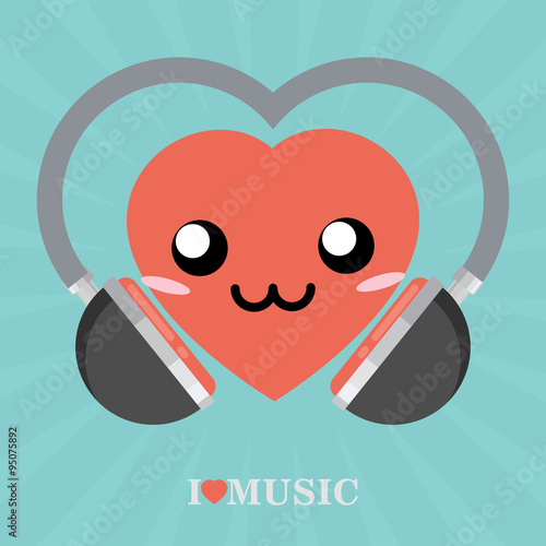 I love music. Flat vector