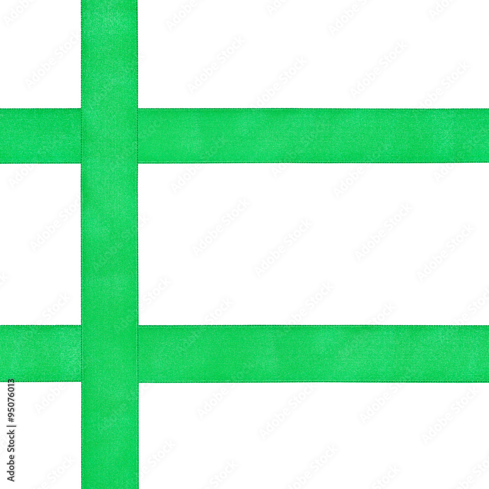 three crossing green satin ribbons isolated three crossing green satin ribbons isolated