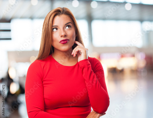 young woman thinking idea