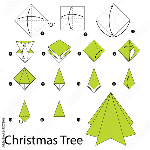 step by step instructions how to make origami christmas tree.