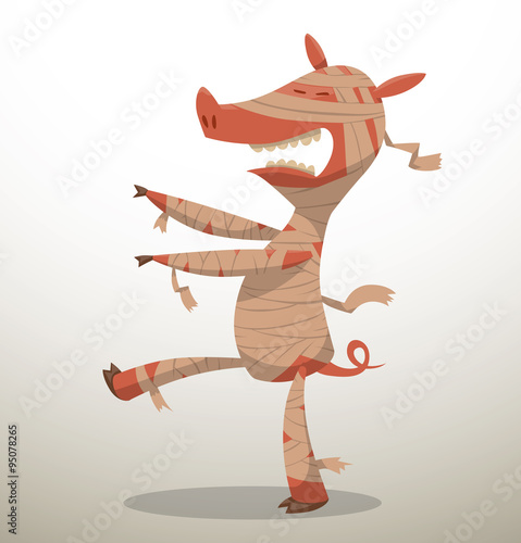 Canvas Print Vector Halloween Pig Mummy