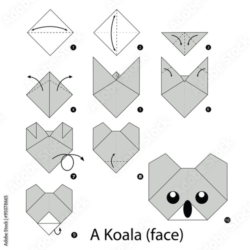 step by step instructions how to make origami Koala.