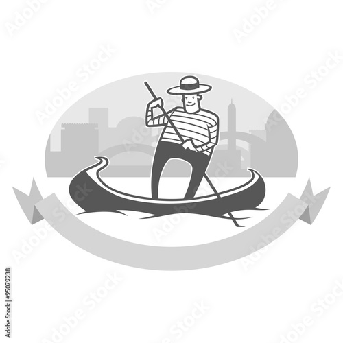 vector illustration of gondola with smiling gondolier
