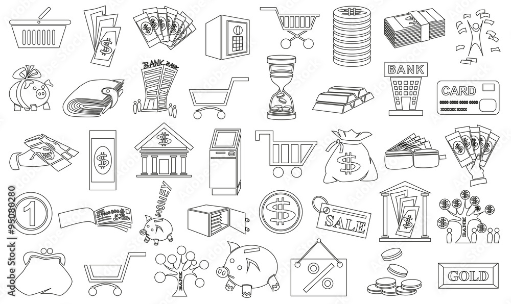 Icons money contour Icons money contour
