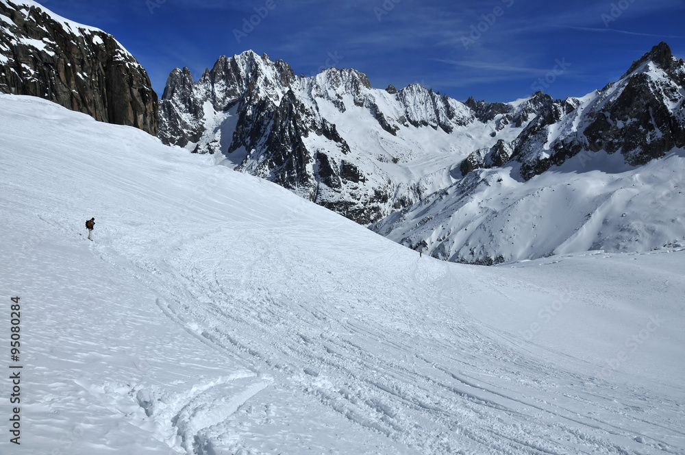Skiing on the Vallee Blanche, Mt Blanc, France