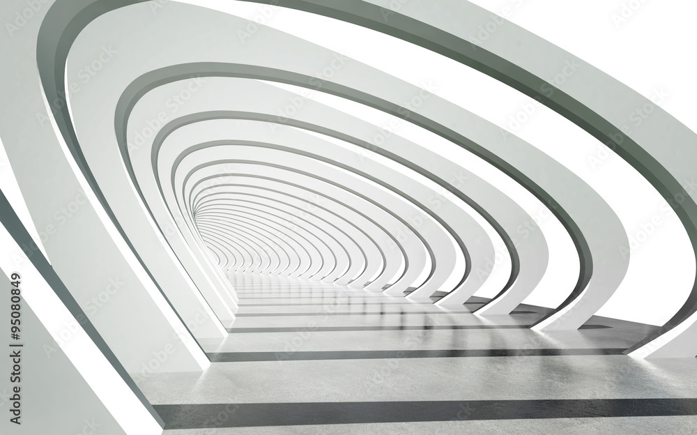 Obraz premium Futuristic exterior pathway structure under modern arcs